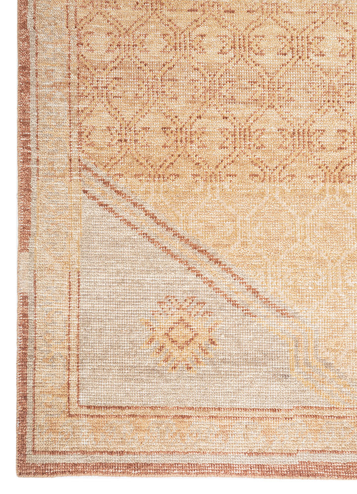 aprezo red and orange wool Hand Knotted Rug - Corner