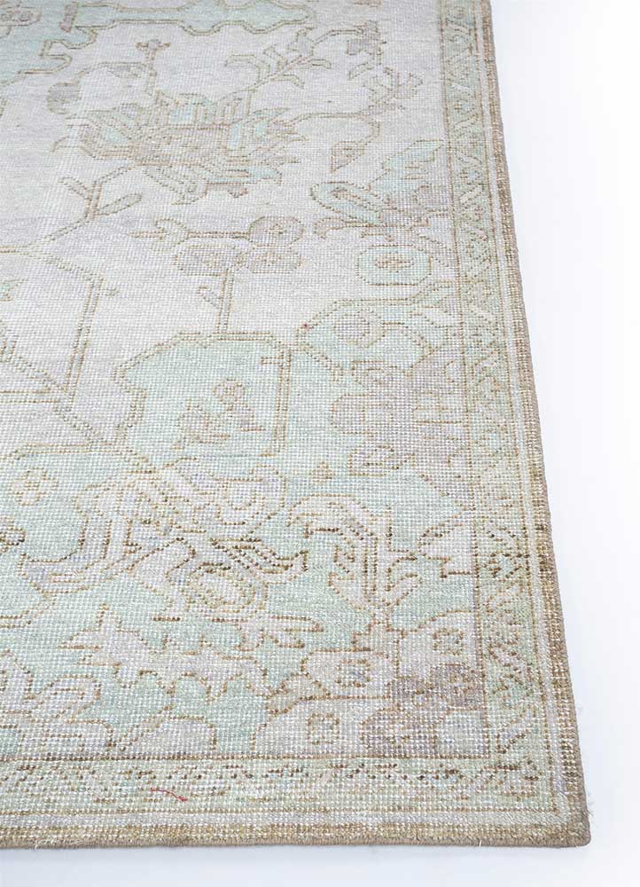 erbe blue wool Hand Knotted Rug - Corner