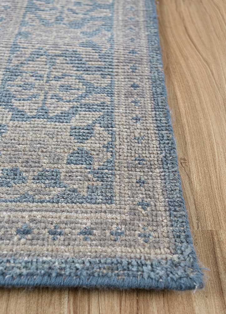 erbe grey and black wool Hand Knotted Rug - Corner