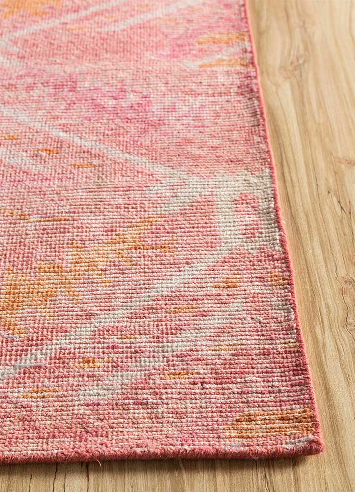 erbe red and orange wool Hand Knotted Rug - Corner