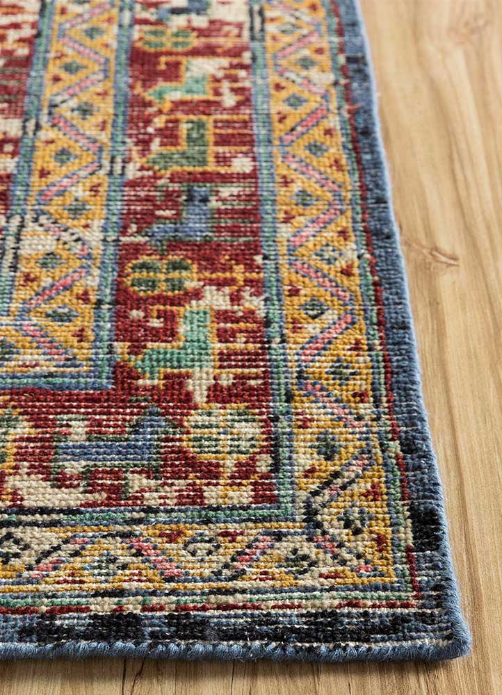 erbe blue wool Hand Knotted Rug - Corner