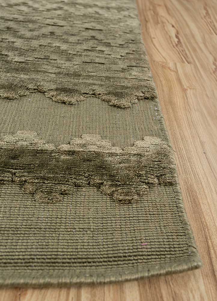 acar green bamboo silk Hand Loom Rug - Corner