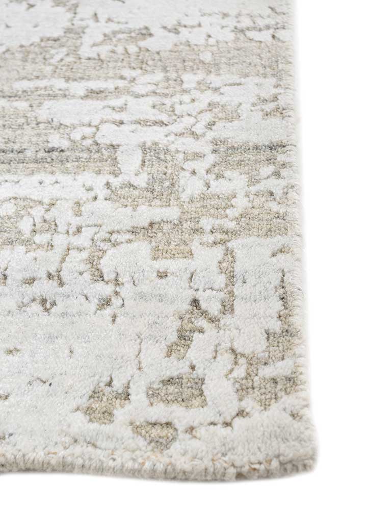 saga beige and brown wool and viscose Hand Loom Rug - Corner