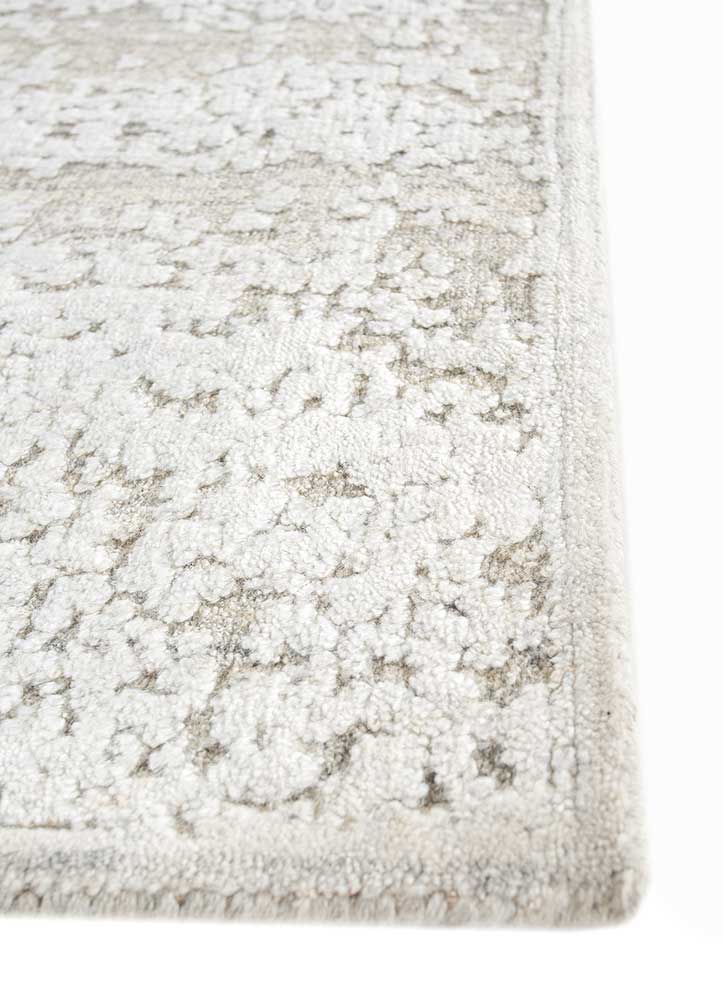 saga beige and brown wool and viscose Hand Loom Rug - Corner