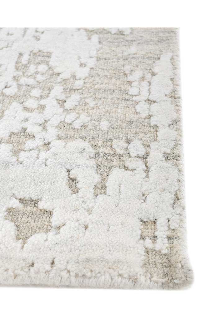 saga beige and brown wool and viscose Hand Loom Rug - Corner