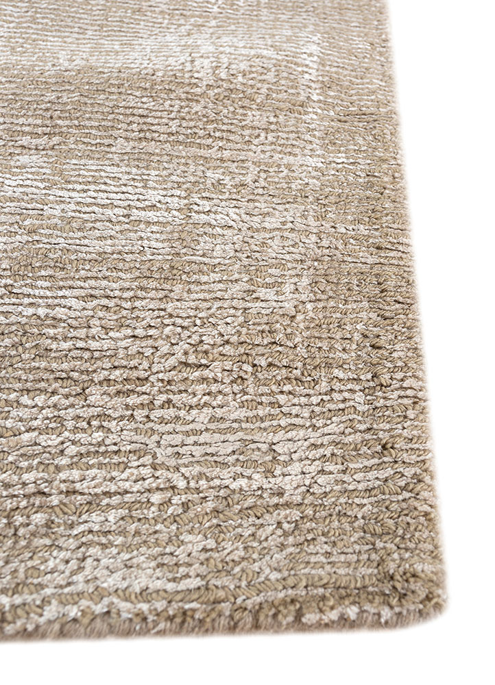 basis beige and brown wool and viscose Hand Loom Rug - Corner