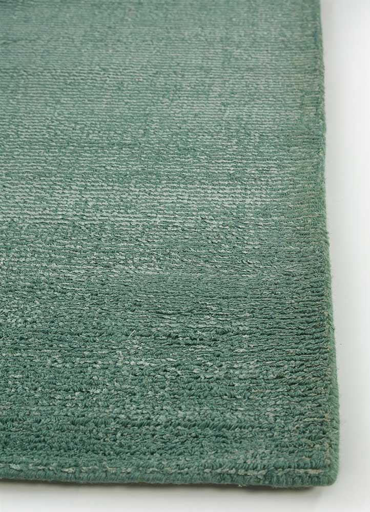 basis green wool and viscose Hand Loom Rug - Corner