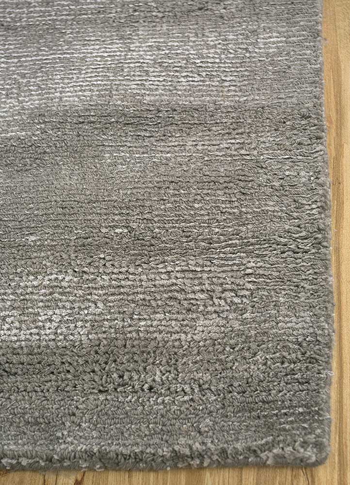 basis grey and black wool and viscose Hand Loom Rug - Corner