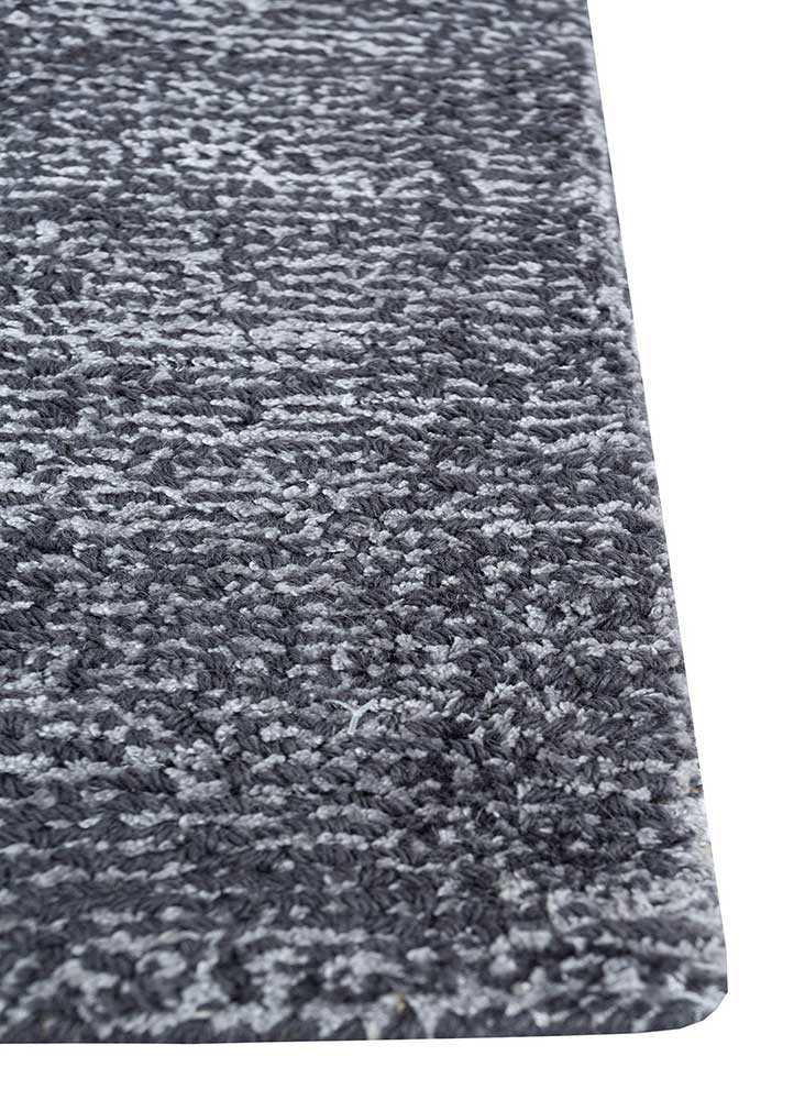 basis blue wool and viscose Hand Loom Rug - Corner