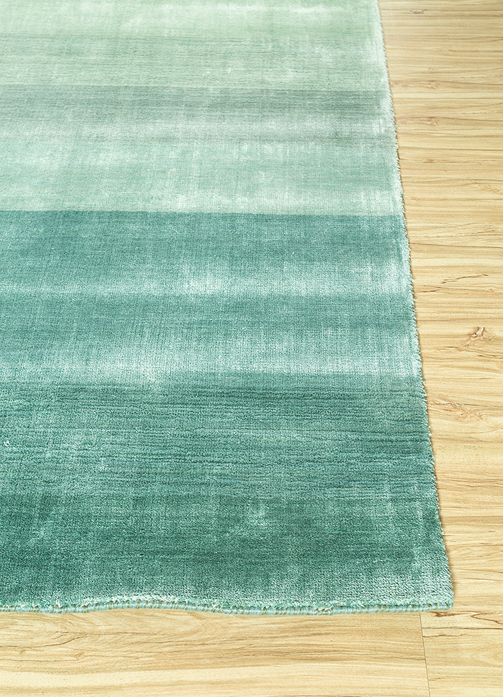 basis green viscose Hand Loom Rug - Corner