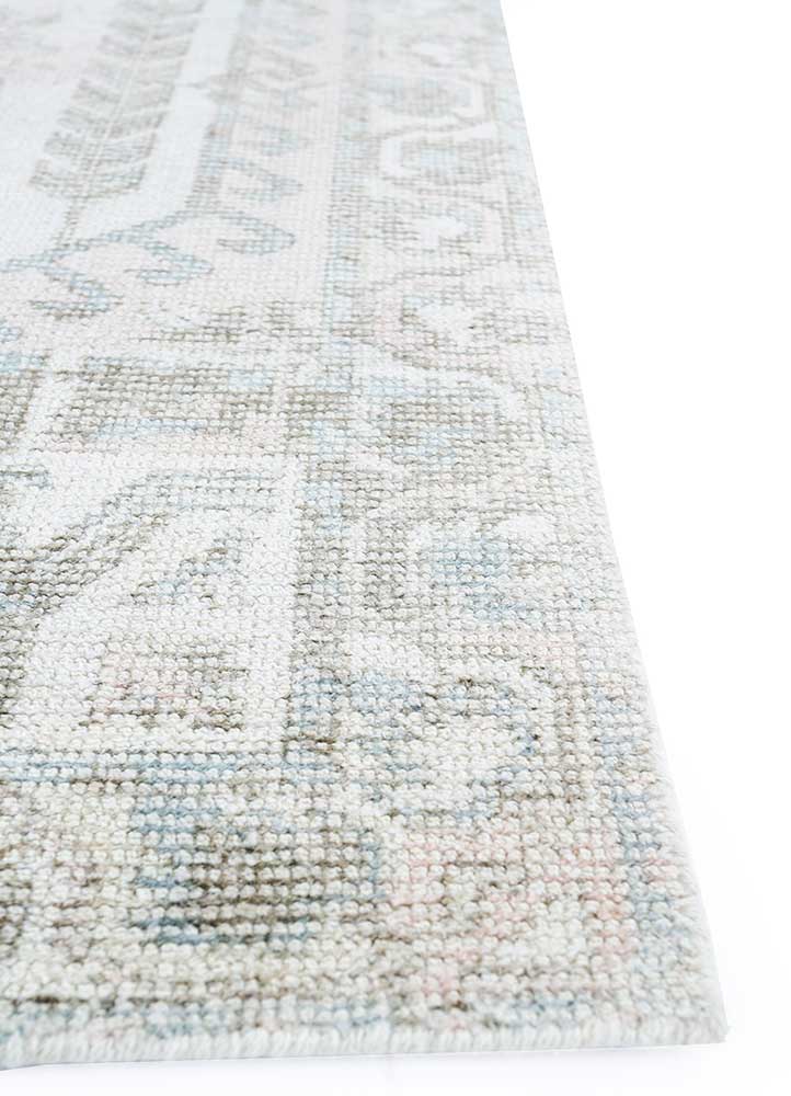 acar ivory wool and bamboo silk Hand Loom Rug - Corner