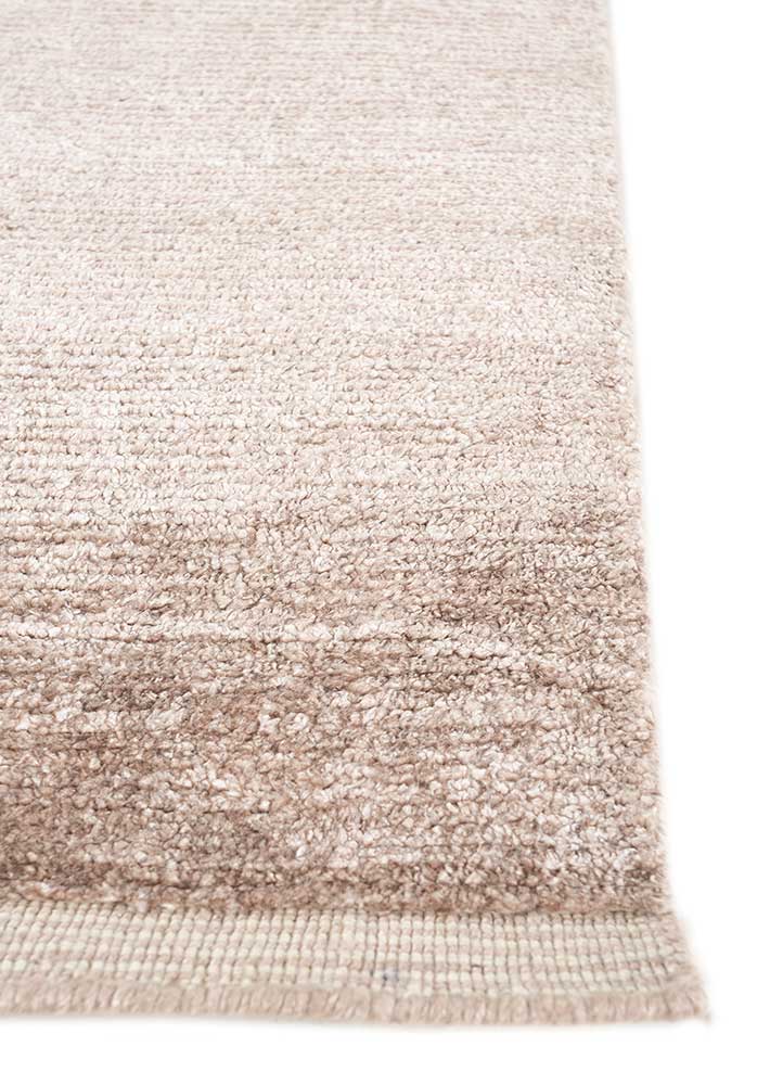 acar beige and brown wool and bamboo silk Hand Loom Rug - Corner