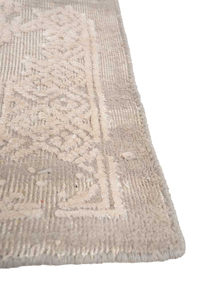 acar blue wool and bamboo silk Hand Loom Rug - Corner