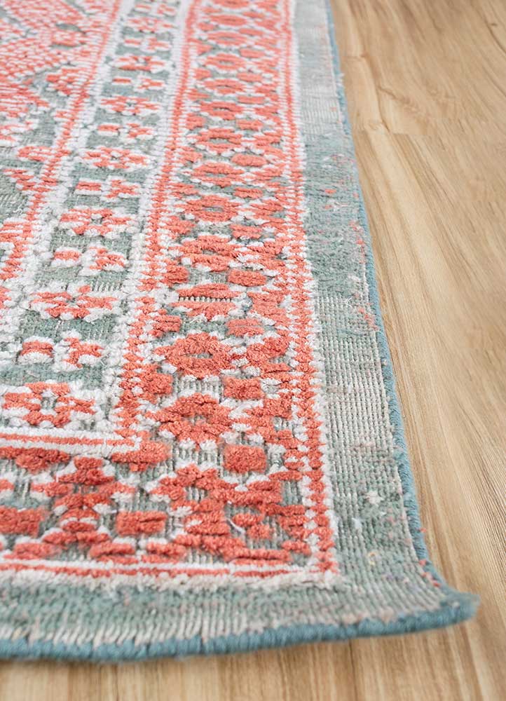 acar blue wool and bamboo silk Hand Loom Rug - Corner