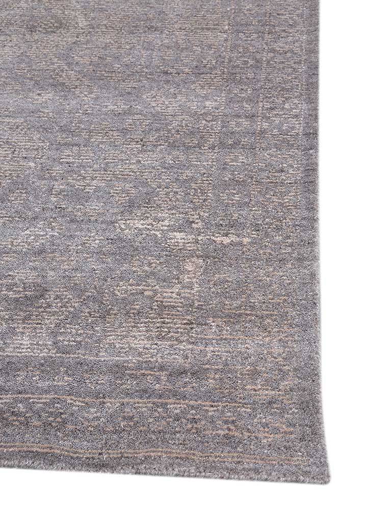 acar beige and brown wool and bamboo silk Hand Loom Rug - Corner