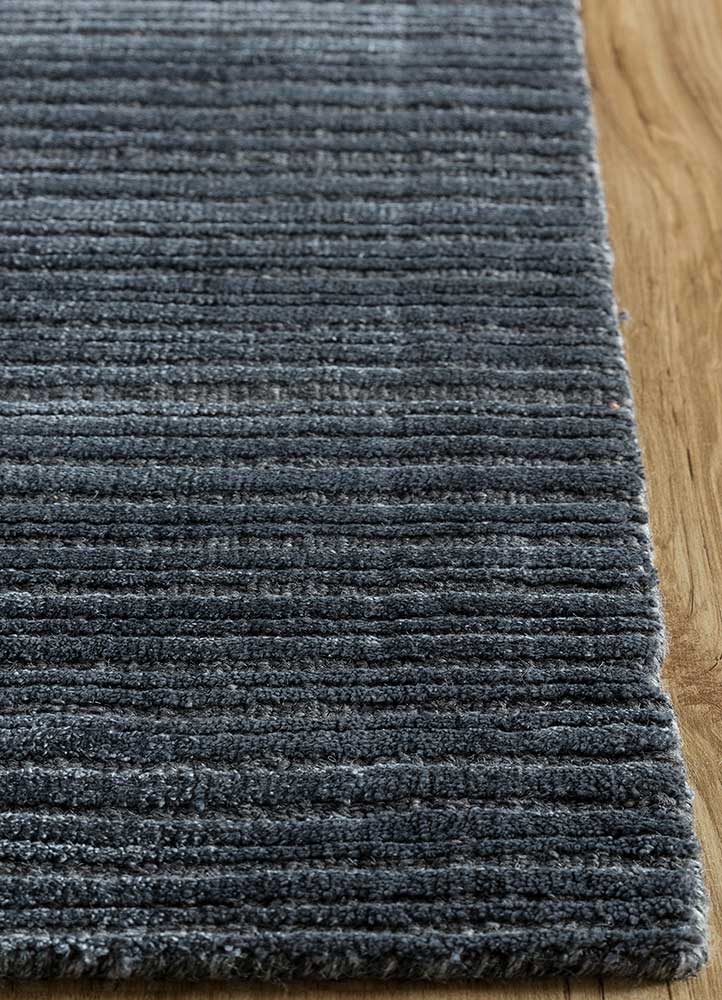 tesoro grey and black wool and bamboo silk Hand Loom Rug - Corner