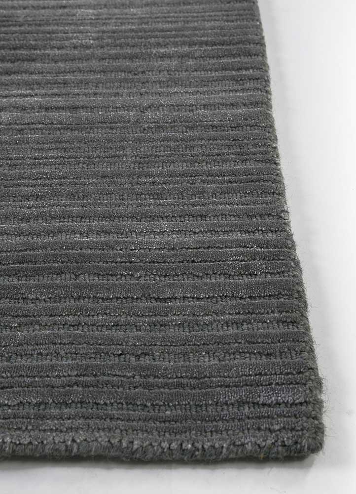 basis grey and black wool and bamboo silk Hand Loom Rug - Corner basis grey and black wool and bamboo silk Hand Loom Rug - Corner