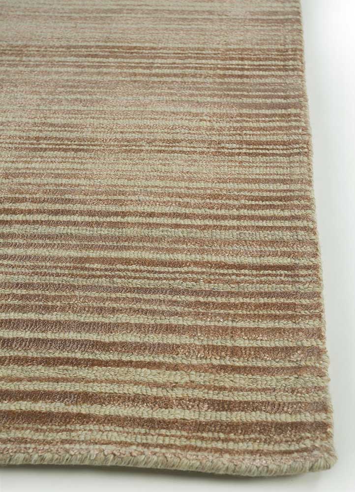 tesoro beige and brown wool and bamboo silk Hand Loom Rug - Corner