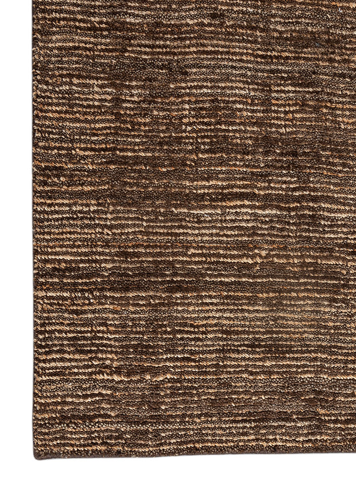 contour beige and brown wool Hand Loom Rug - Corner