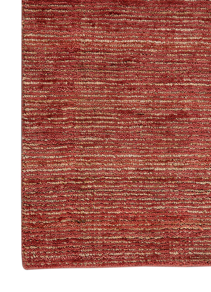 contour red and orange wool Hand Loom Rug - Corner
