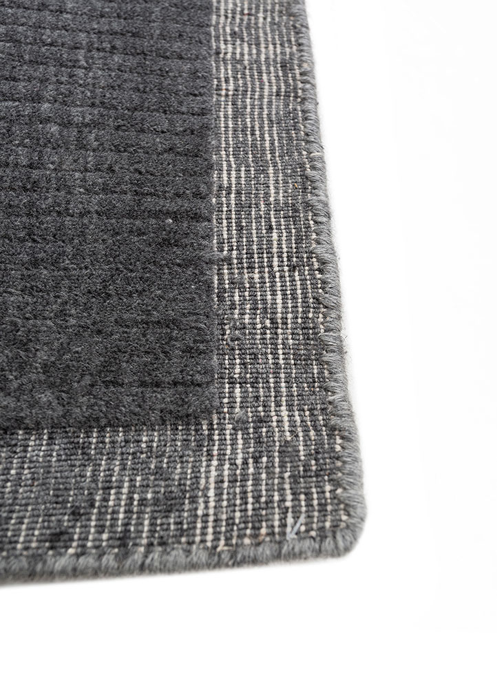 jean grey and black wool Hand Loom Rug - Corner