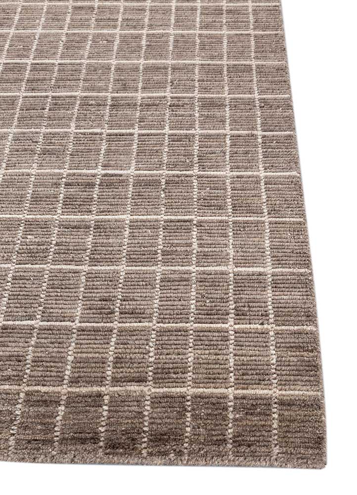 acar beige and brown wool Hand Loom Rug - Corner