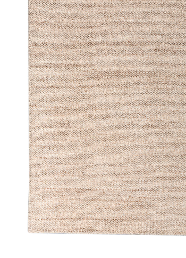 contour beige and brown wool Flat Weaves Rug - Corner
