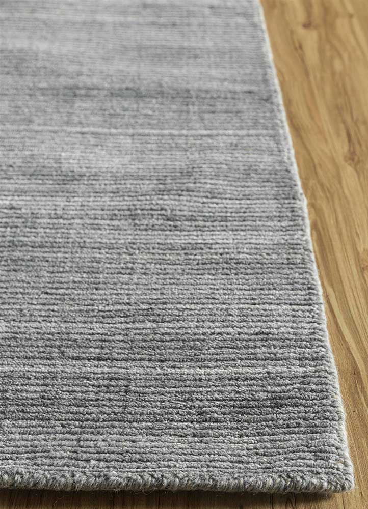 contour grey and black wool and viscose Hand Loom Rug - Corner