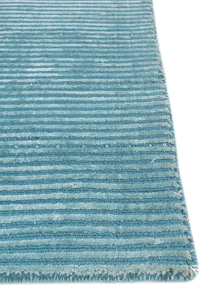 basis blue wool and viscose Hand Loom Rug - Corner