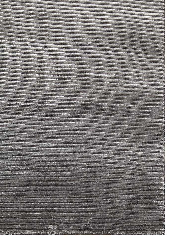 basis grey and black wool and viscose Hand Loom Rug - Corner