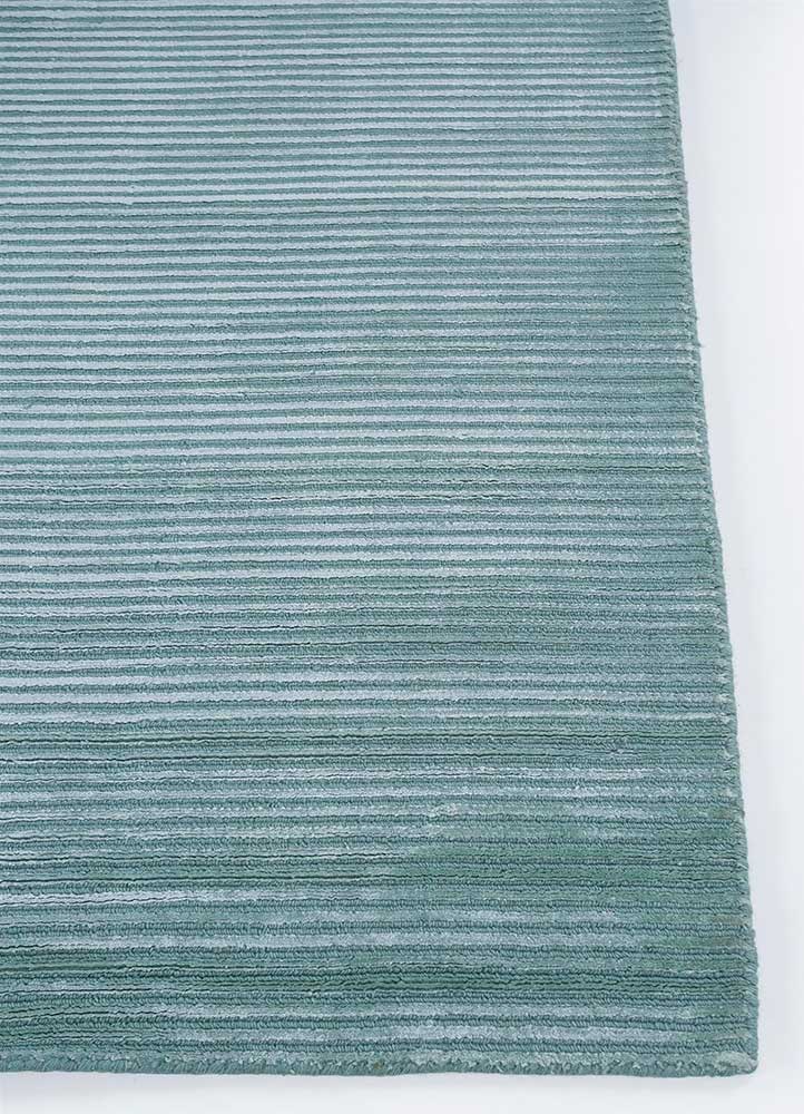 basis blue wool and viscose Hand Loom Rug - Corner