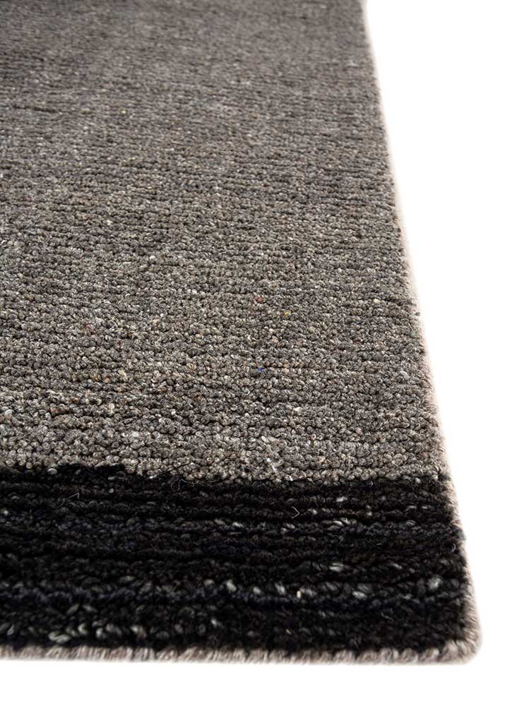 acar grey and black wool and viscose Hand Loom Rug - Corner