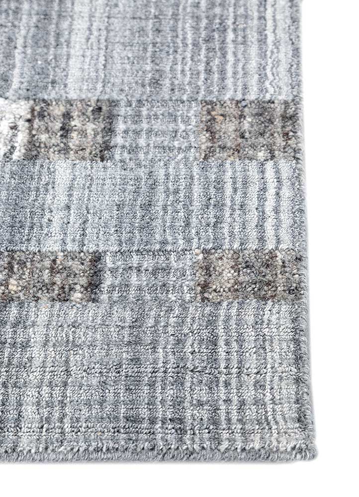 acar grey and black wool and viscose Hand Loom Rug - Corner