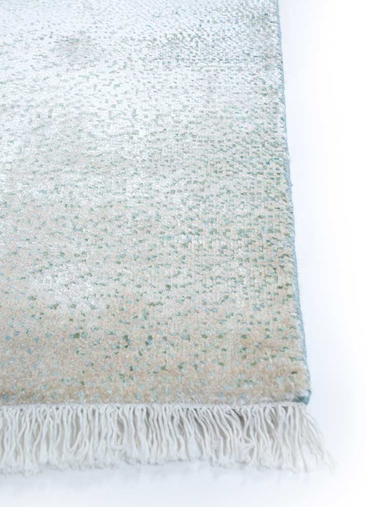 hidden by kavi blue wool and silk Hand Knotted Rug - Corner