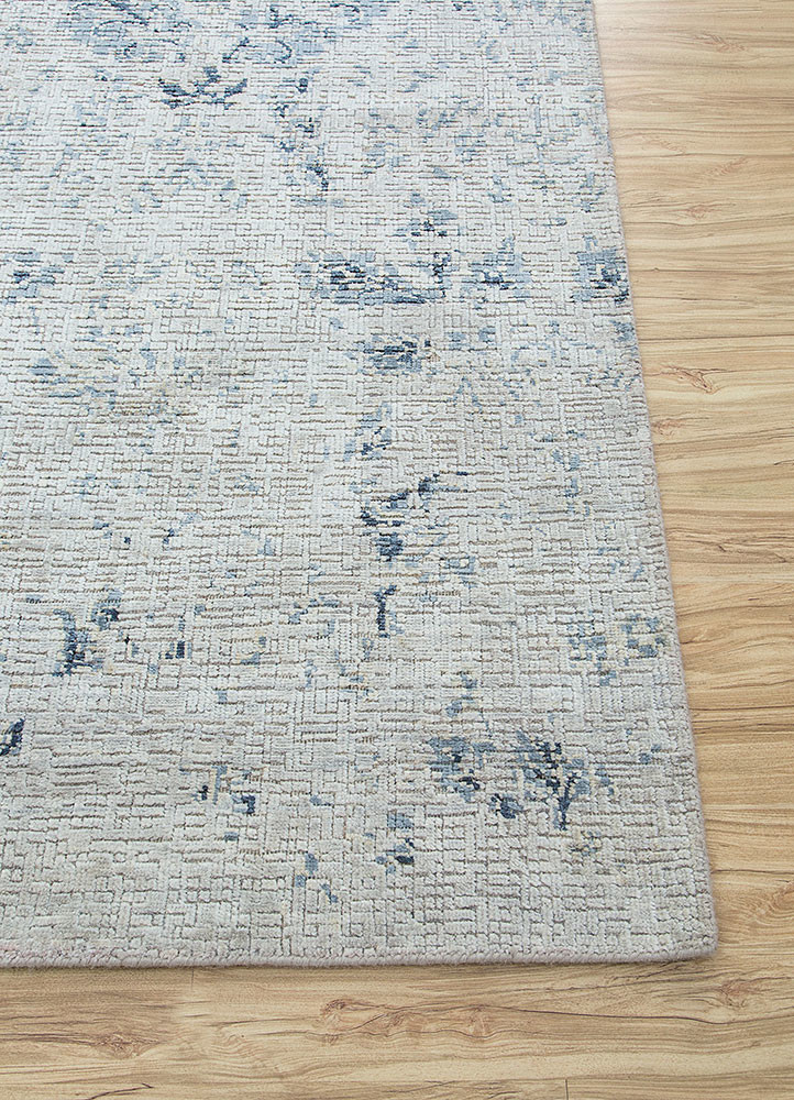 far east grey and black wool and silk Hand Knotted Rug - Corner far east grey and black wool and silk Hand Knotted Rug - Corner