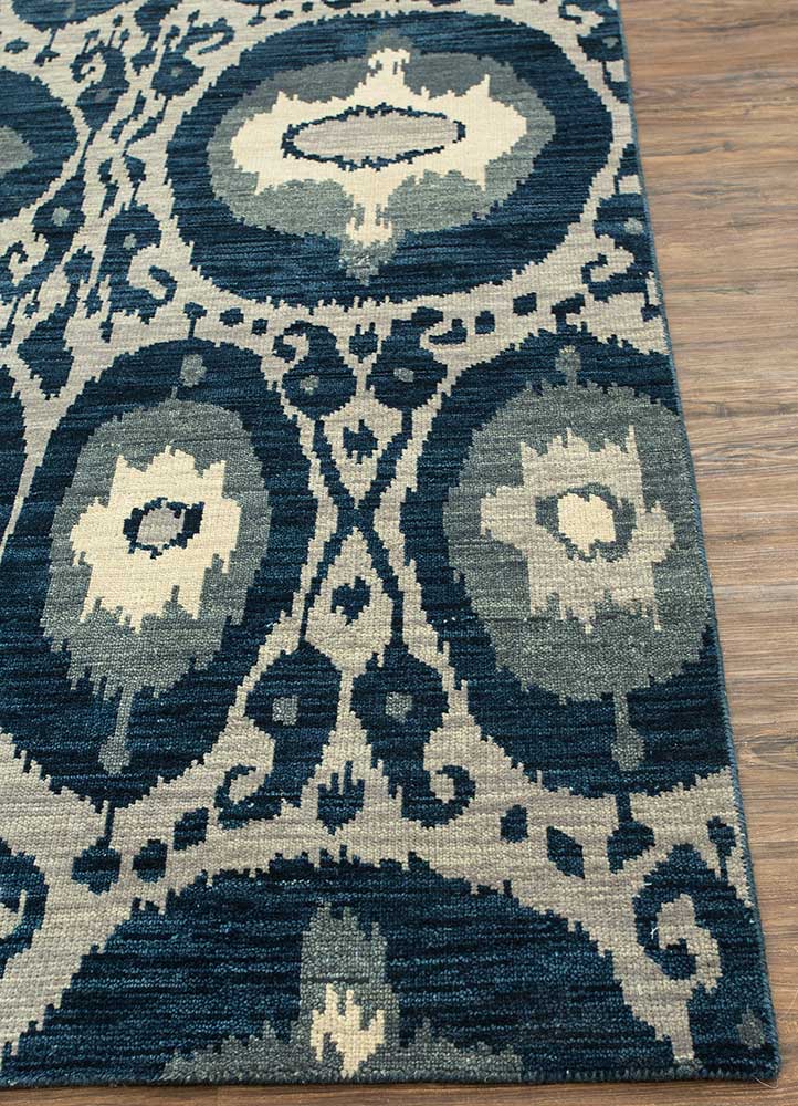 savana grey and black wool Hand Knotted Rug - Corner