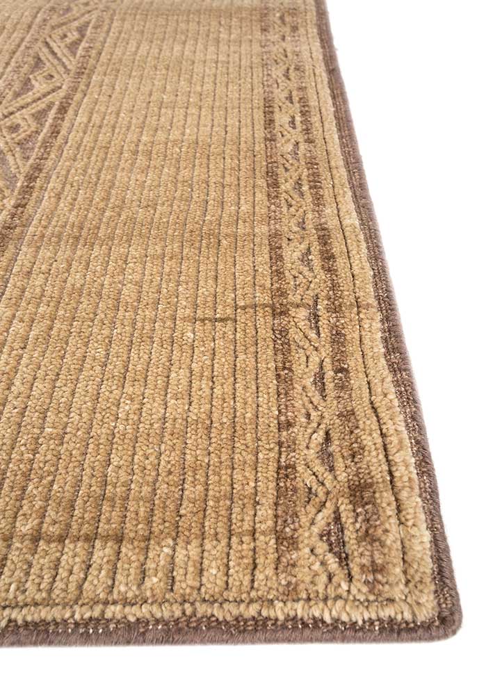 thyme beige and brown wool Hand Knotted Rug - Corner