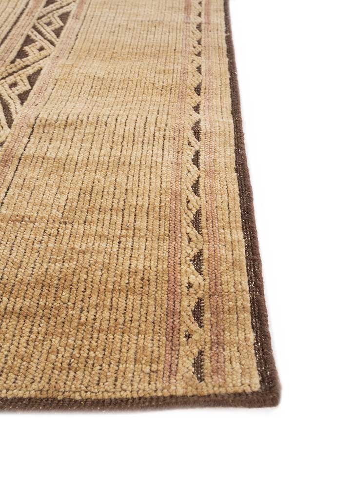 thyme beige and brown wool Hand Knotted Rug - Corner