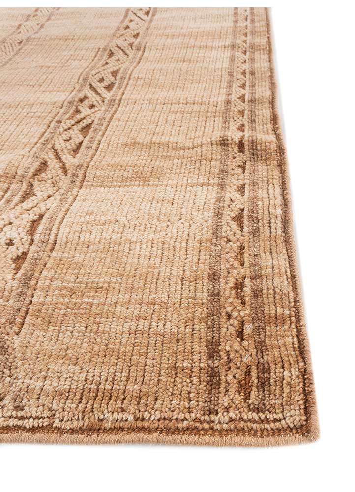 thyme beige and brown wool Hand Knotted Rug - Corner