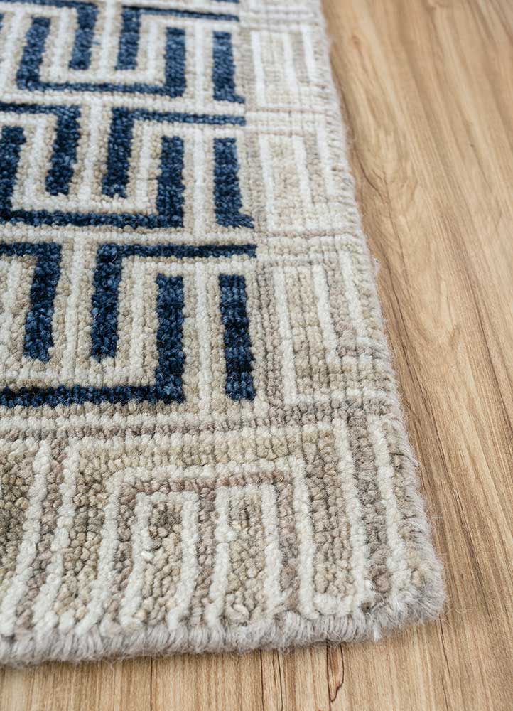 thyme blue wool Hand Knotted Rug - Corner