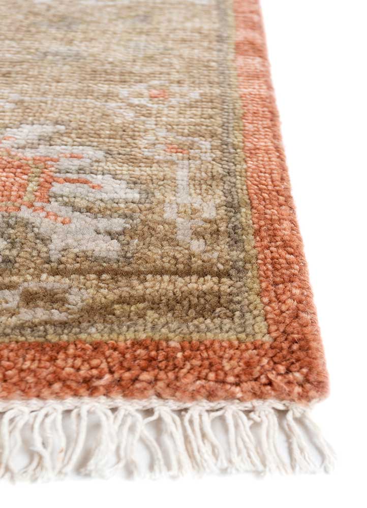 savana red and orange wool Hand Knotted Rug - Corner