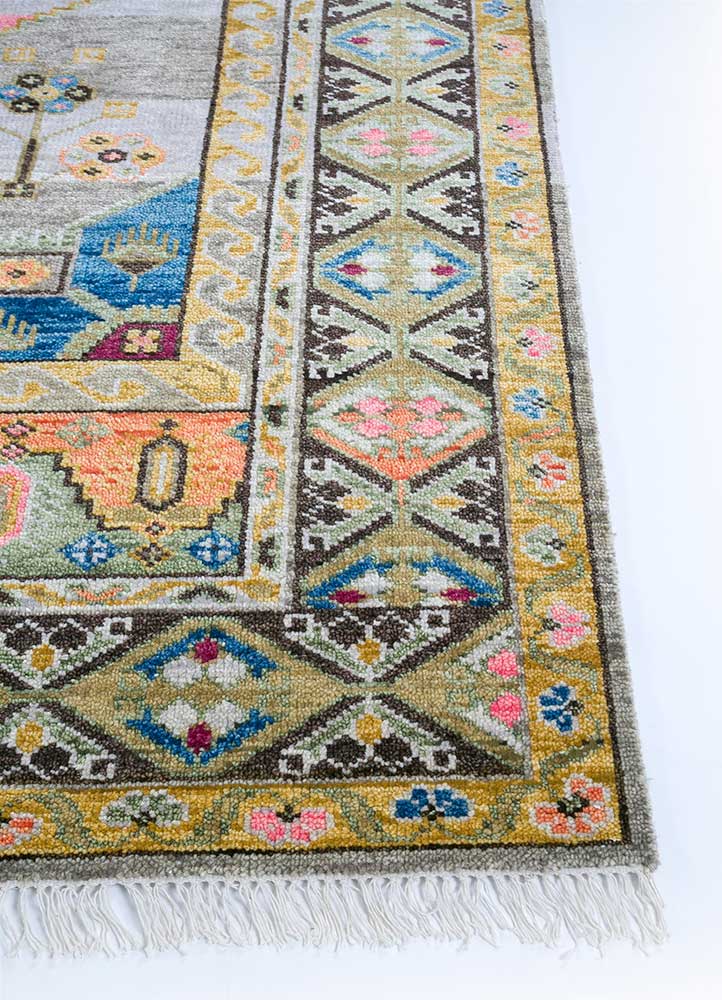 savana multi wool Hand Knotted Rug - Corner