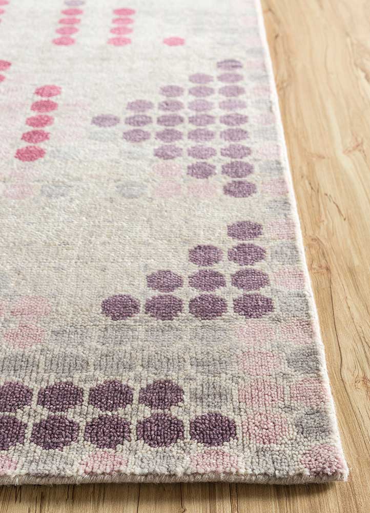 clan pink and purple wool Hand Knotted Rug - Corner