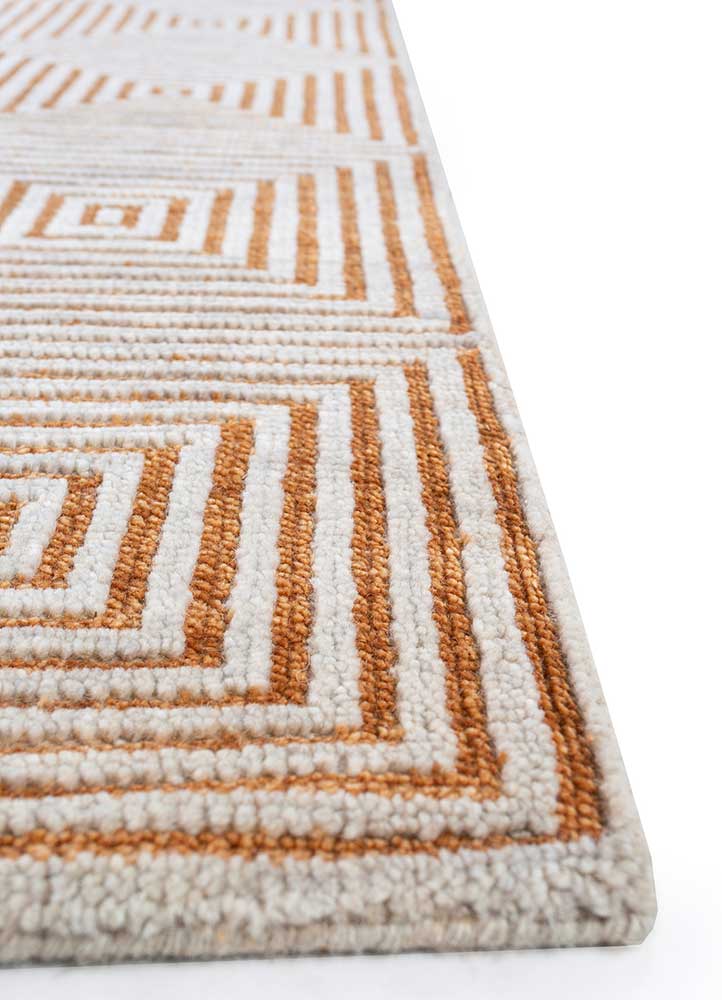 clan beige and brown wool Hand Knotted Rug - Corner