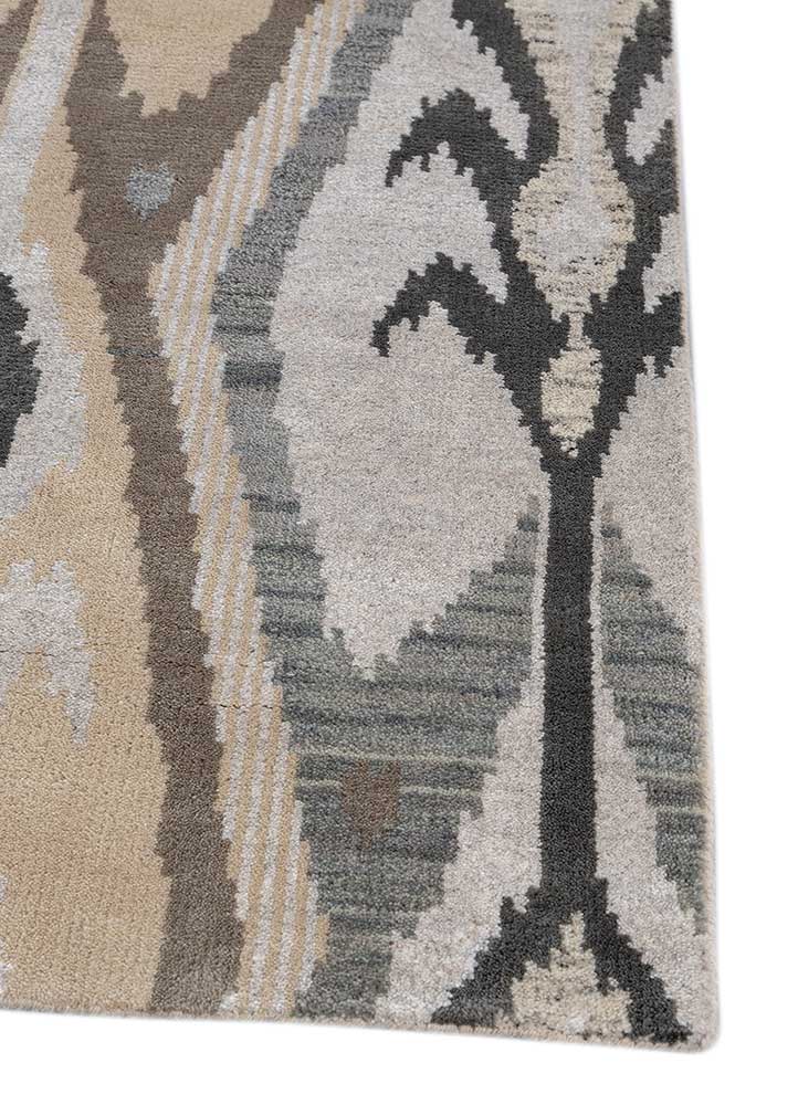 savana grey and black wool Hand Knotted Rug - Corner