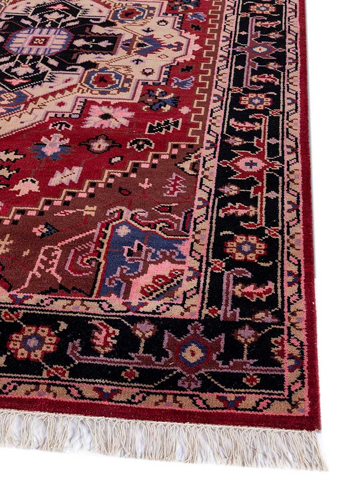 savana red and orange wool Hand Knotted Rug - Corner