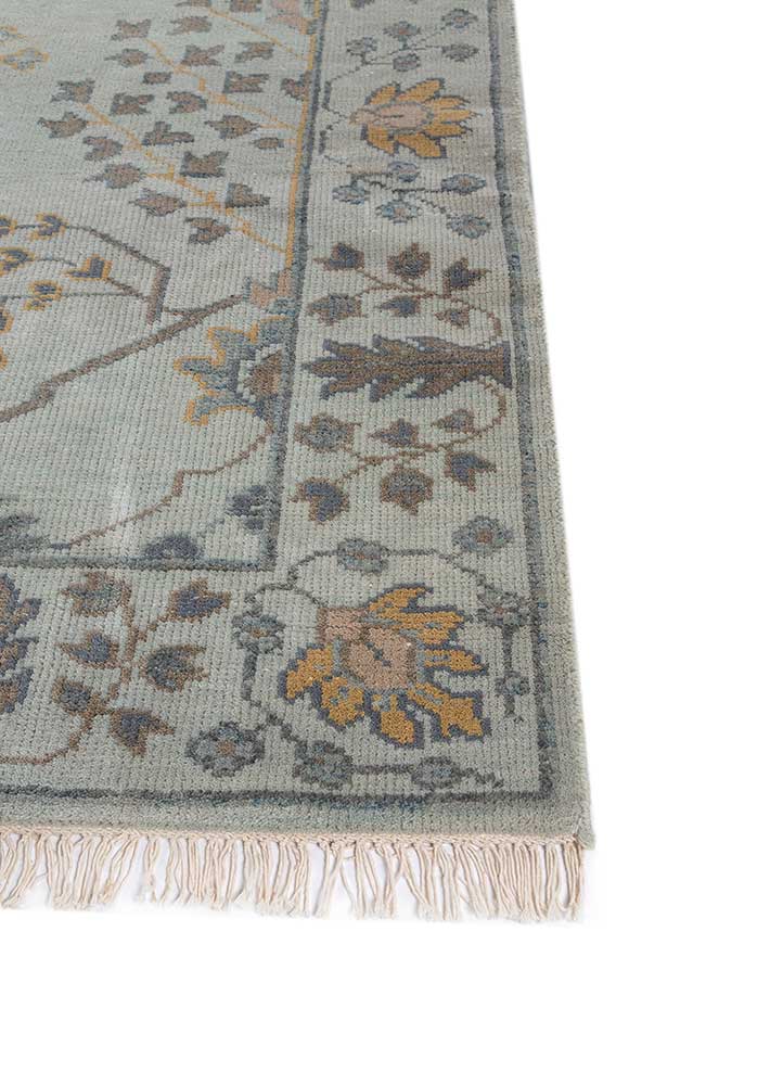 savana blue wool Hand Knotted Rug - Corner