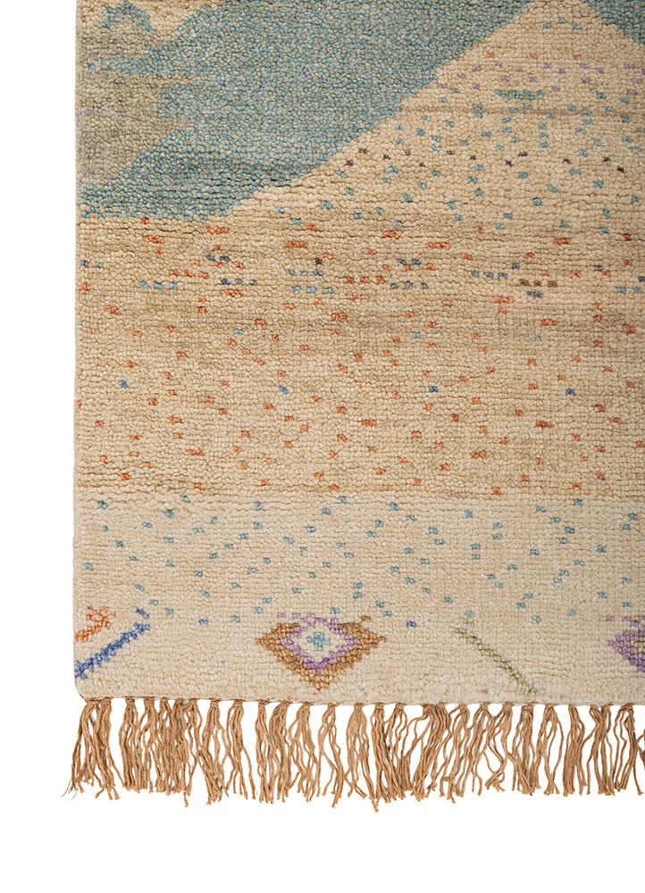 manchaha blue wool Hand Knotted Rug - Corner manchaha blue wool Hand Knotted Rug - Corner