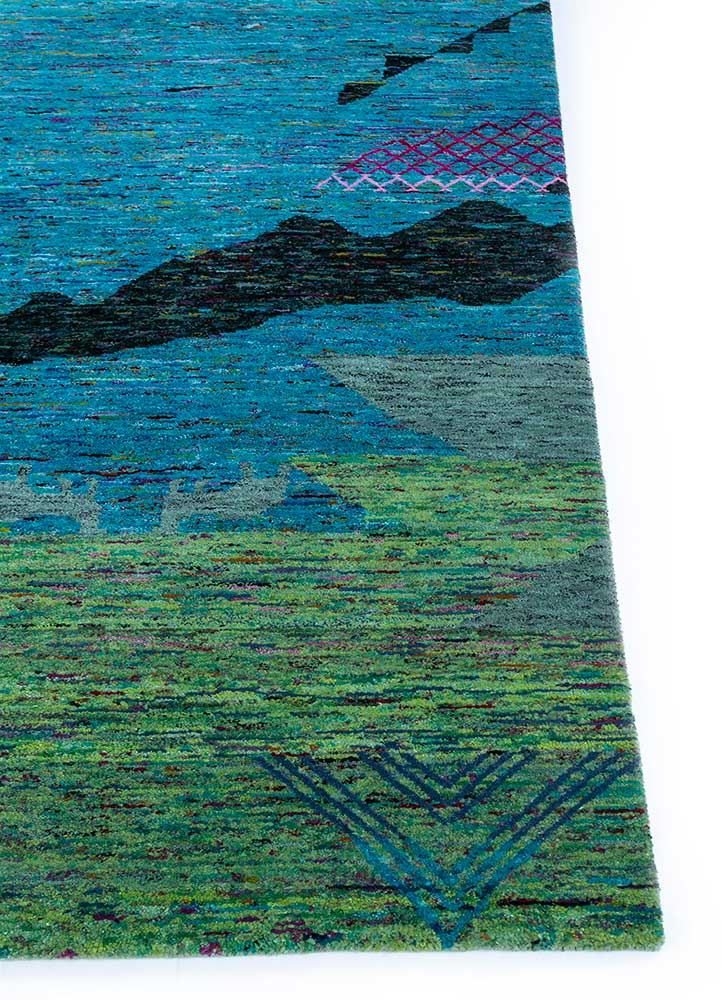 manchaha ivory wool Hand Knotted Rug - Corner