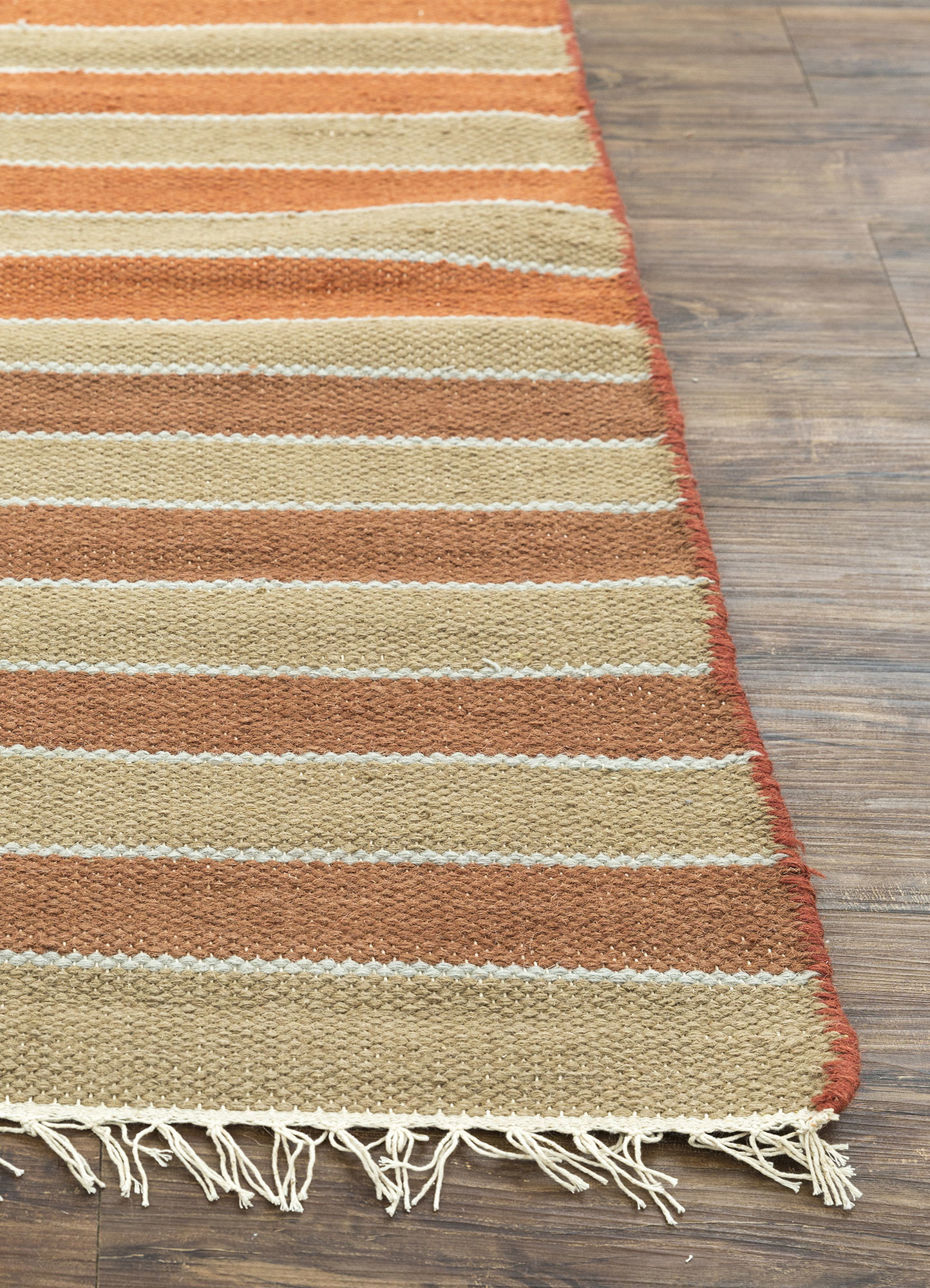 indusbar red and orange wool Flat Weaves Rug - Corner indusbar red and orange wool Flat Weaves Rug - Corner